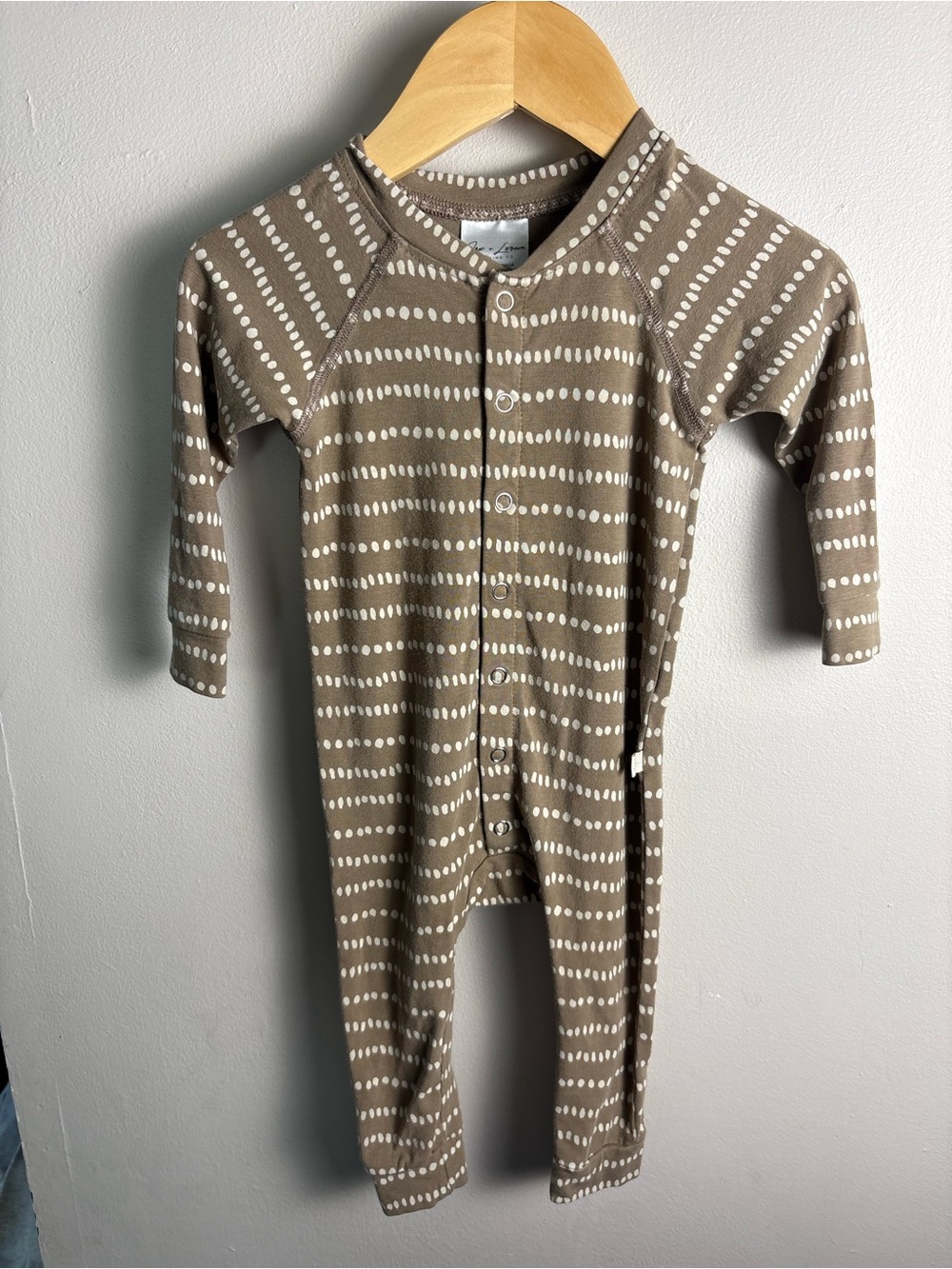 Jax & Lennon Dot-Stripe Long-Sleeve Kids One-Piece Lounge Suit 6-12 Months